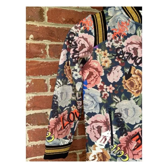 NWOT Anthro Twinset Milano For Sienna Miller Graffiti Bomber Jacket Size Girls 8